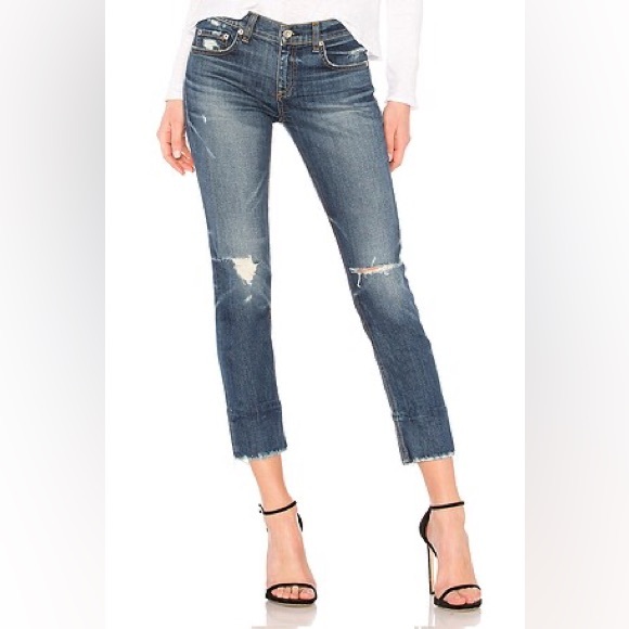 Rag & Bone Dre Capri Distressed+Raw Hem Jeans - Picture 4 of 14